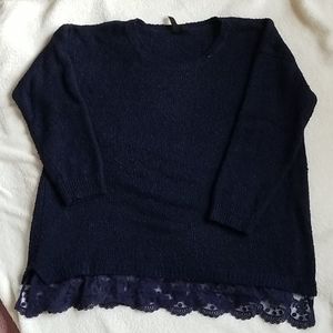 Cute nubby sweater with lace detail